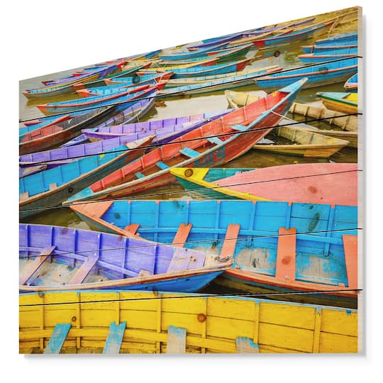Designart - Old Colorful Sailboats in Lake